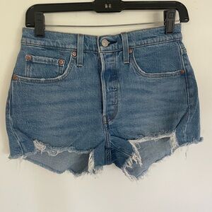 Levi's 501 Blue Jean Shorts with Frayed Hem